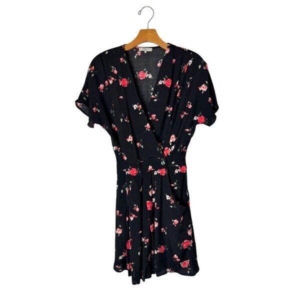 FRNCH Paris Dress Women Small Black Red Floral Print Fit And Flare Mini Boho - Picture 2 of 11